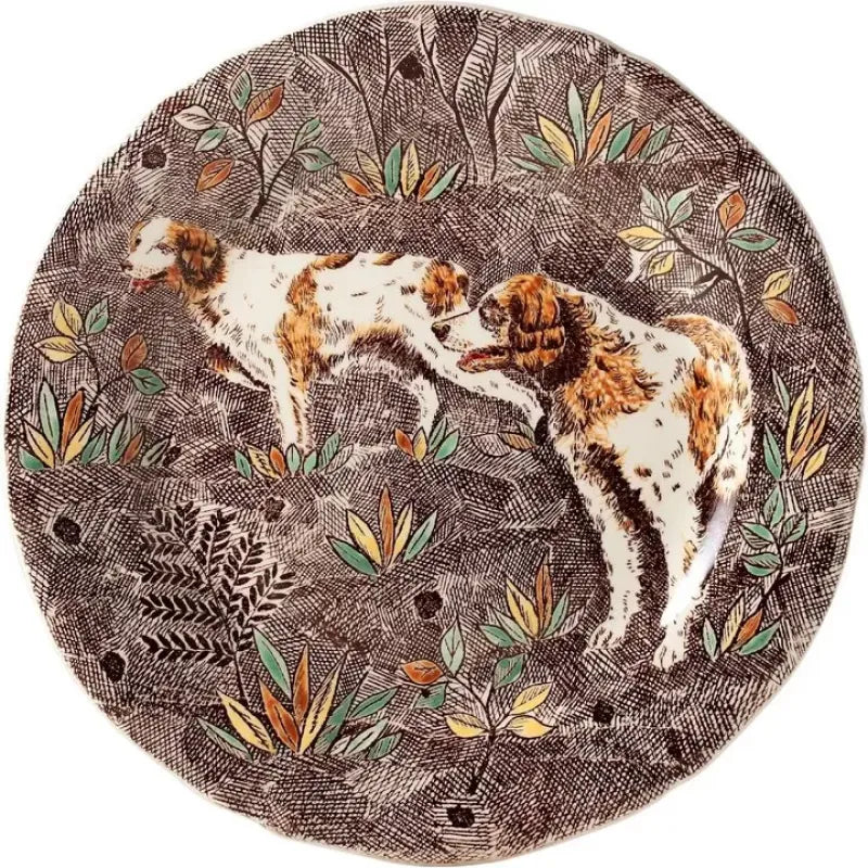 Gien Rambouillet Dessert Plate, Spaniel
