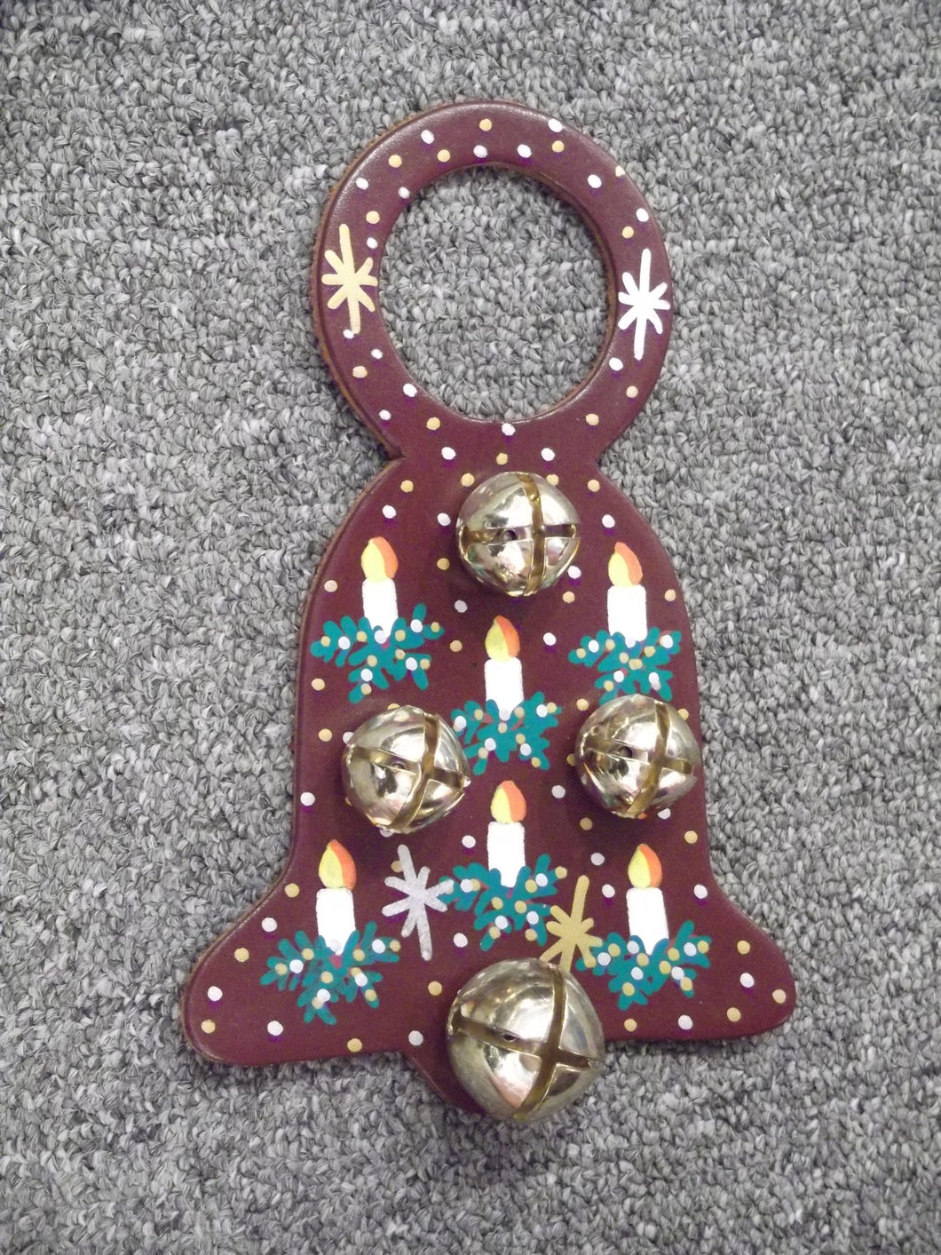 Christmas Bell w/Candles Doorknob Bell- Burgandy