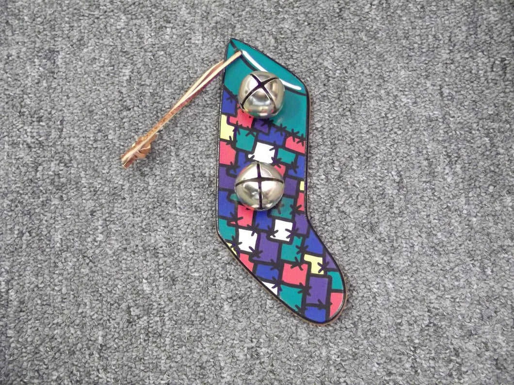 Old Fashioned Stocking Doorknob Bell- Patchwork