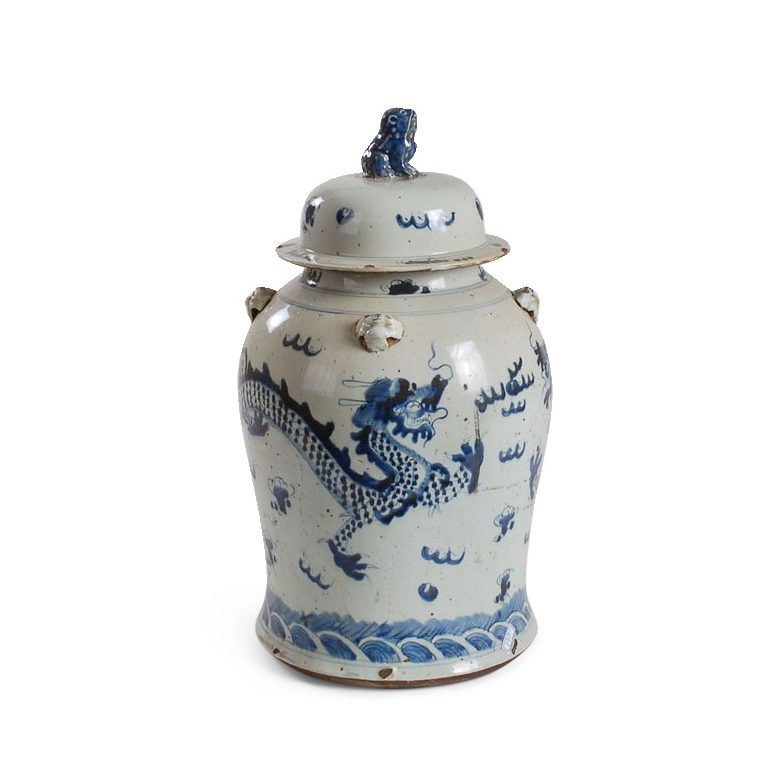 18″ B&W Dragon Ginger Jar