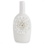 12" White Ceramic Vase w/ Carnation