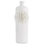 14.25" White Ceramic Vase w/ Carnation