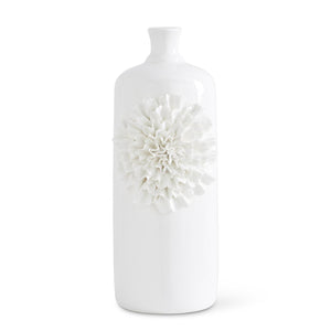 18.5" White Ceramic Bottle with Carnation
