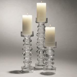 Pair Glass Ribbed Candleholder/Vase- Small