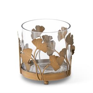 Medium Gold Metal Ginkgo Framed Container