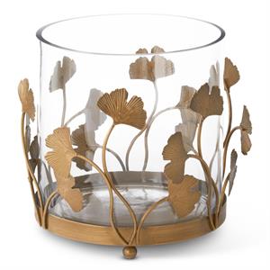 Large Gold Metal Ginkgo Framed Container