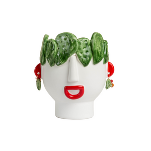 Cachepot Sm Head w/Cactus