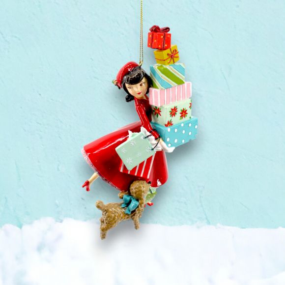 Retro Shopping Girl Ornament
