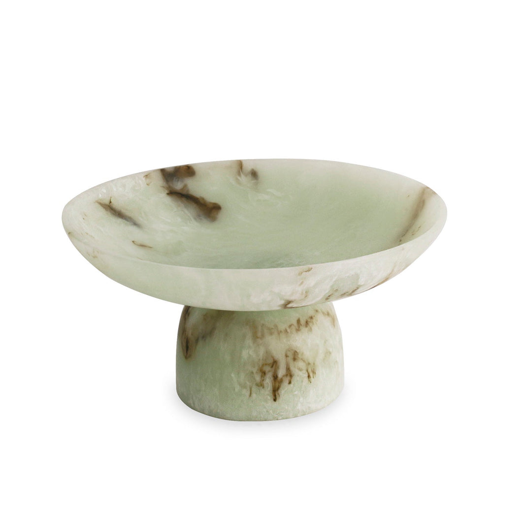 Beatriz Ball Resin Giada Medium Pedestal, Jade Swirl