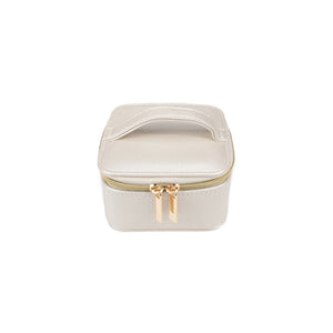 Leah Travel Jewelry Case w/ Pouch, Pearl White