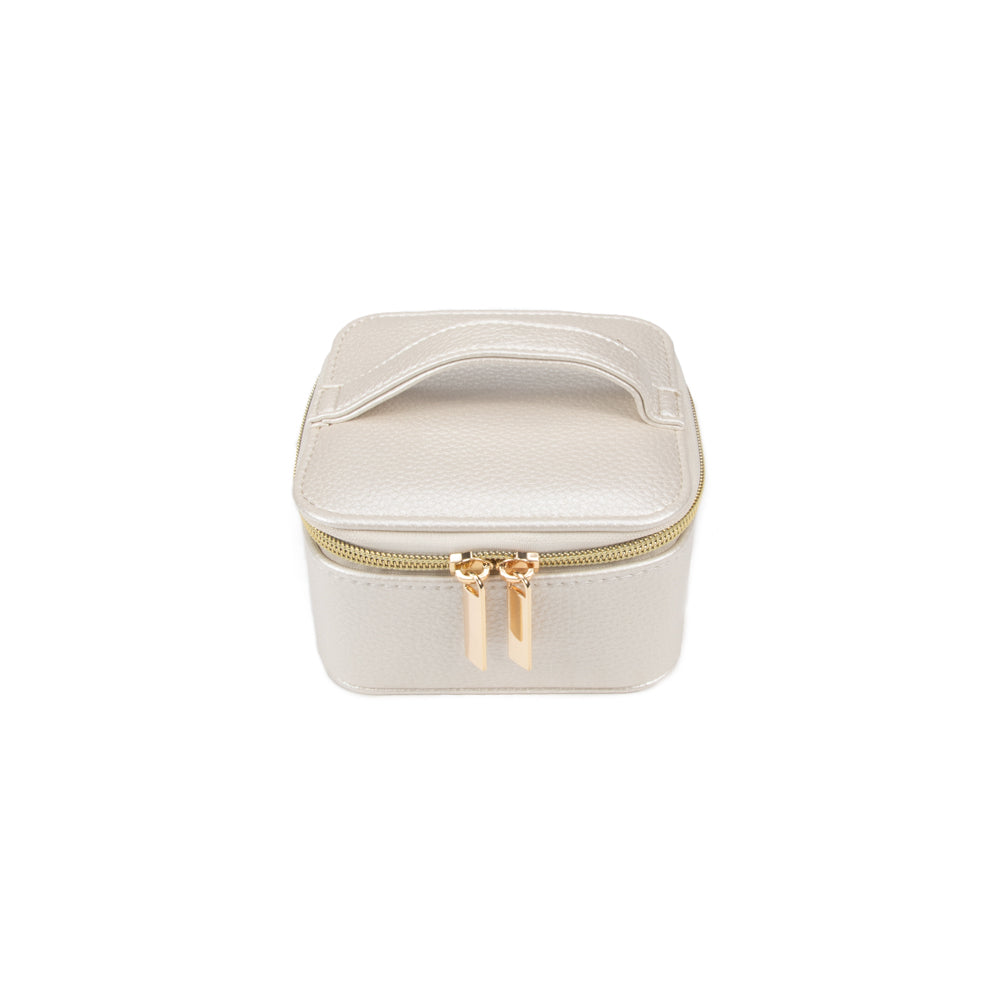 Leah Travel Jewelry Case w/ Pouch, Pearl White