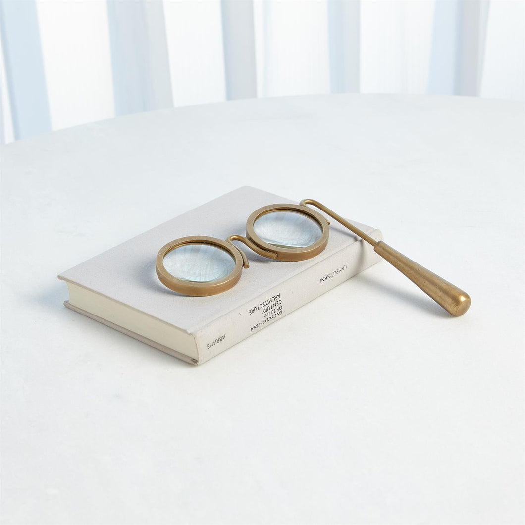 Lorgnette Magnifying Glass- Antique Brass