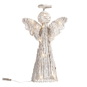 Lg White Rattan LED Angel