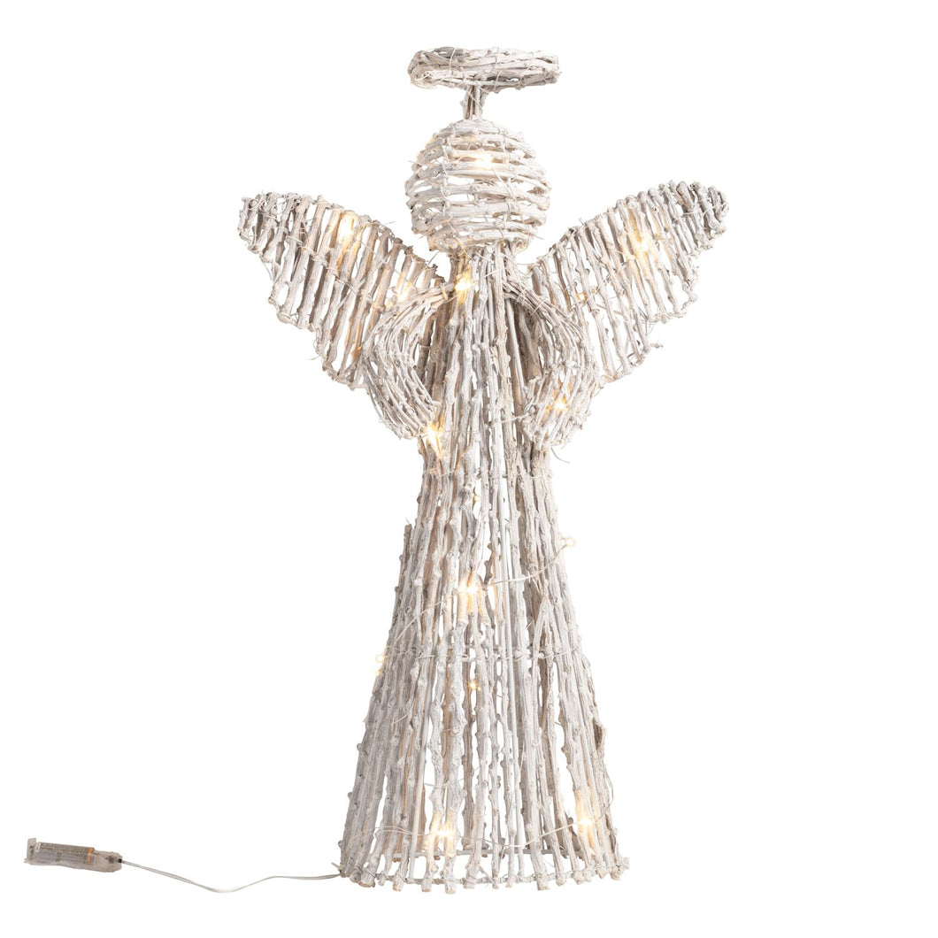 Lg White Rattan LED Angel