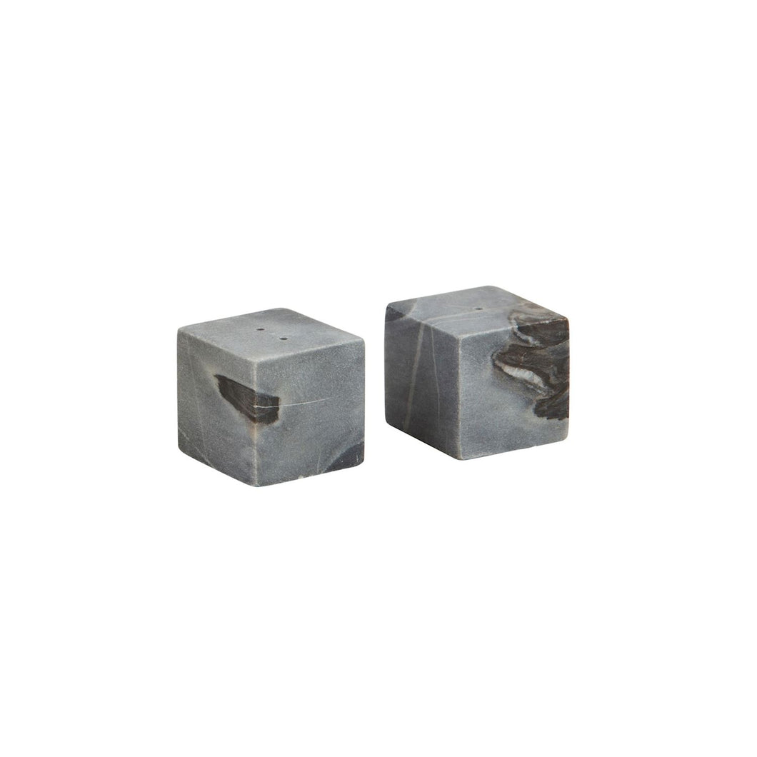 Grey Marble Cube Salt/Pepper Shakers