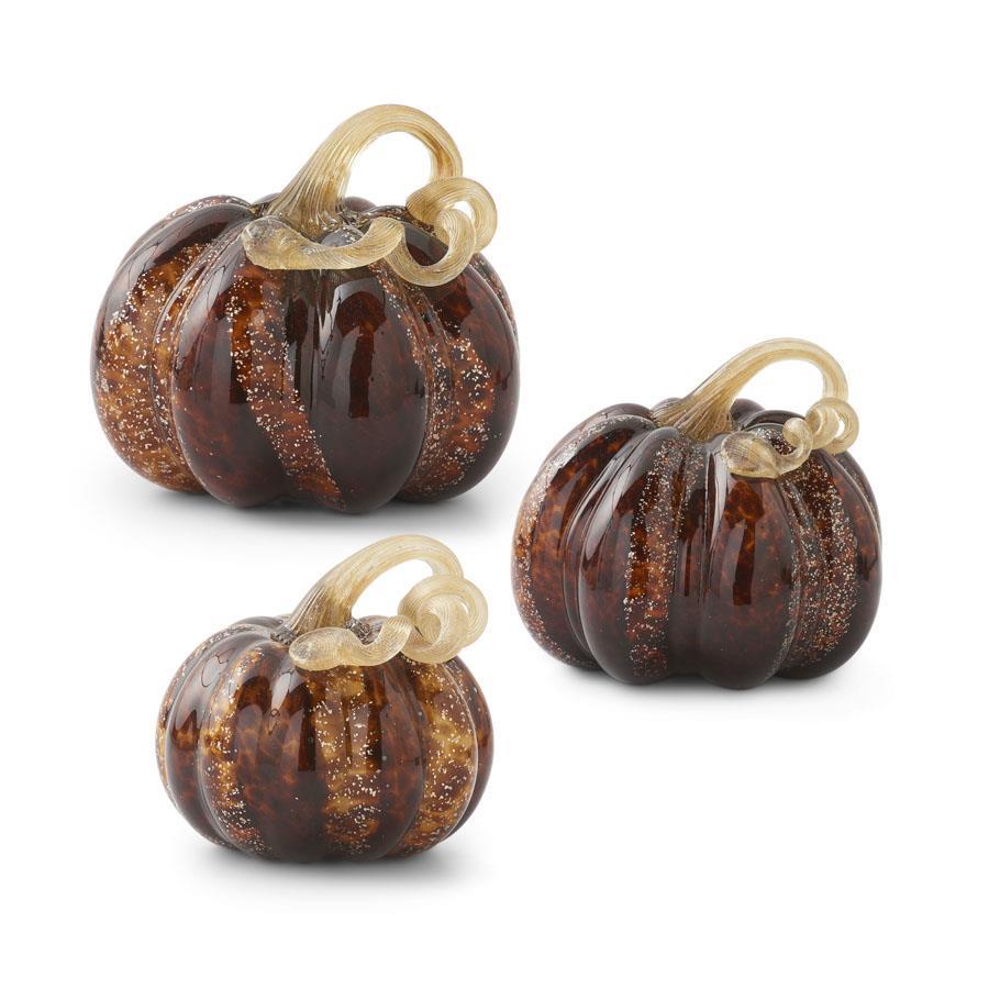 Small Brown Speckled Glass Pumpkin