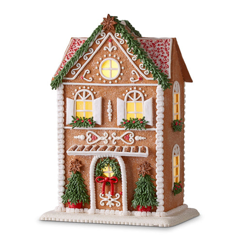 Lighted Gingerbread House with Trees