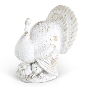 17" Resin Distressed Whitewash Turkey