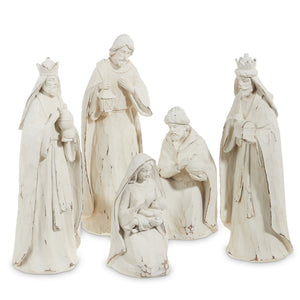 10" Whitewash Nativity Set (5 pieces)