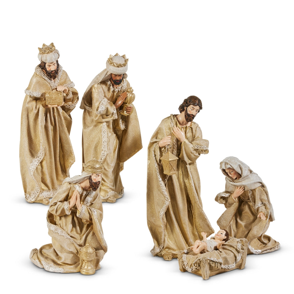 6 pc Glittered Nativity
