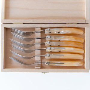 S/6 Berlingot Steak Forks, Natural