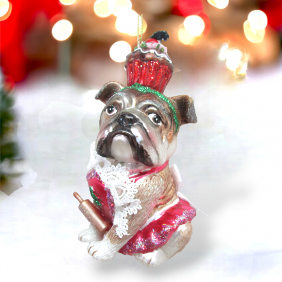 Boxer w/Cupcake Ornament