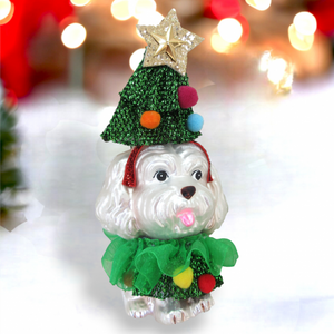 Poodle in Tree Costume Ornament