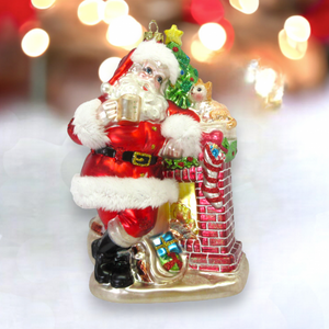 Santa w/Chimney Ornament