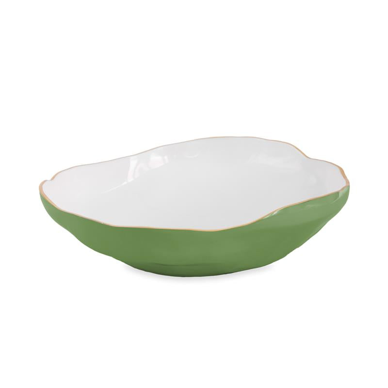 Encanto Nuevo Large Bowl, Leaf Green & White
