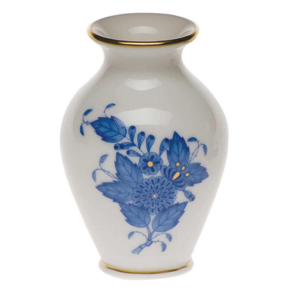 Herend Small Bud Vase with Lip, Blue