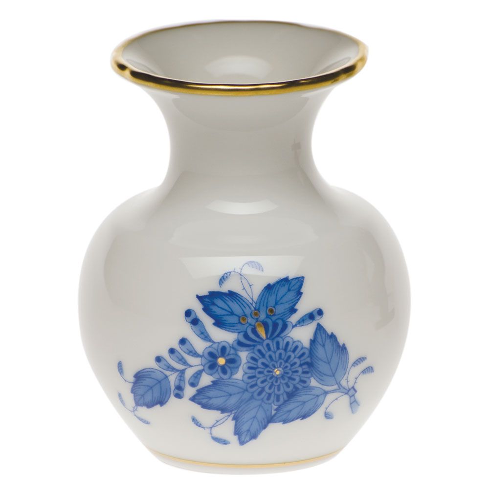 Herend Medium Bud Vase with Lip, Blue