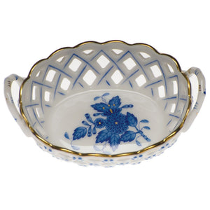 Herend Small Openwork Basket, Blue