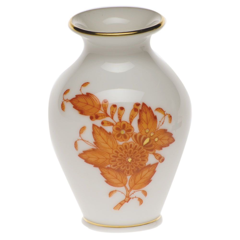 Herend Small Bud Vase with Lip, Rust