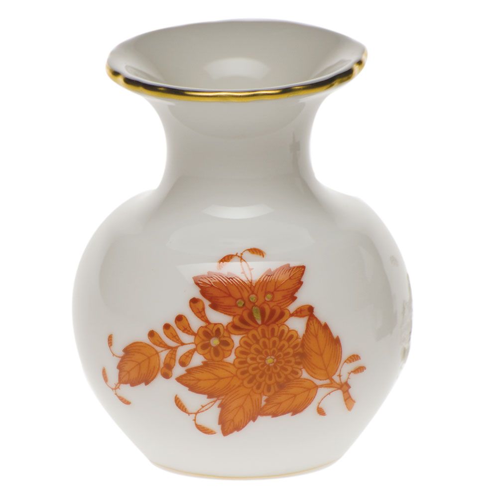 Herend Medium Bud Vase with Lip, Rust