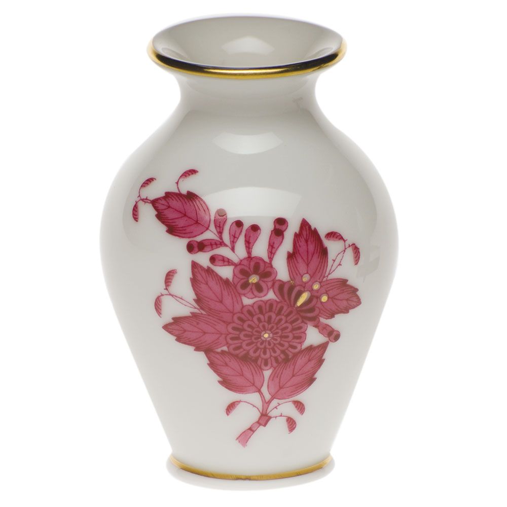 Herend Small Bud Vase with Lip, Raspberry