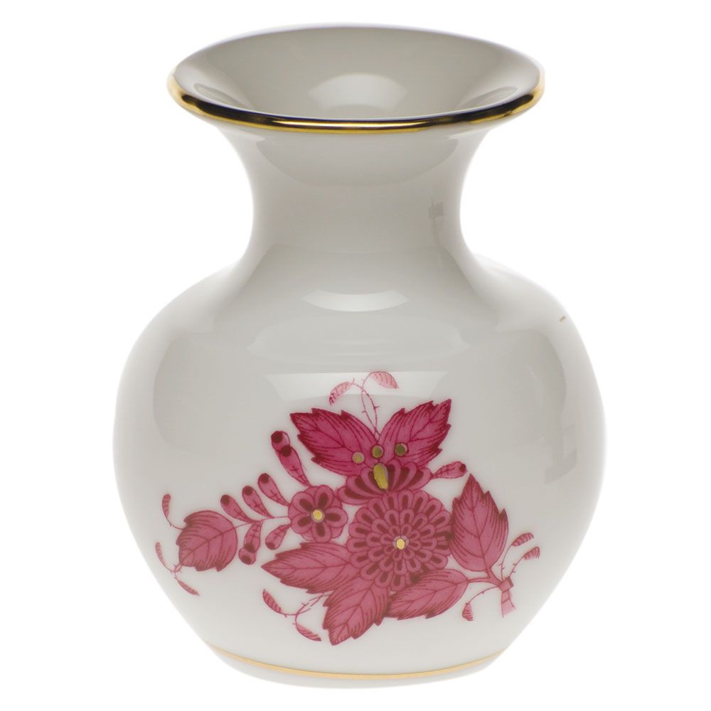 Herend Medium Bud Vase with Lip, Raspberry