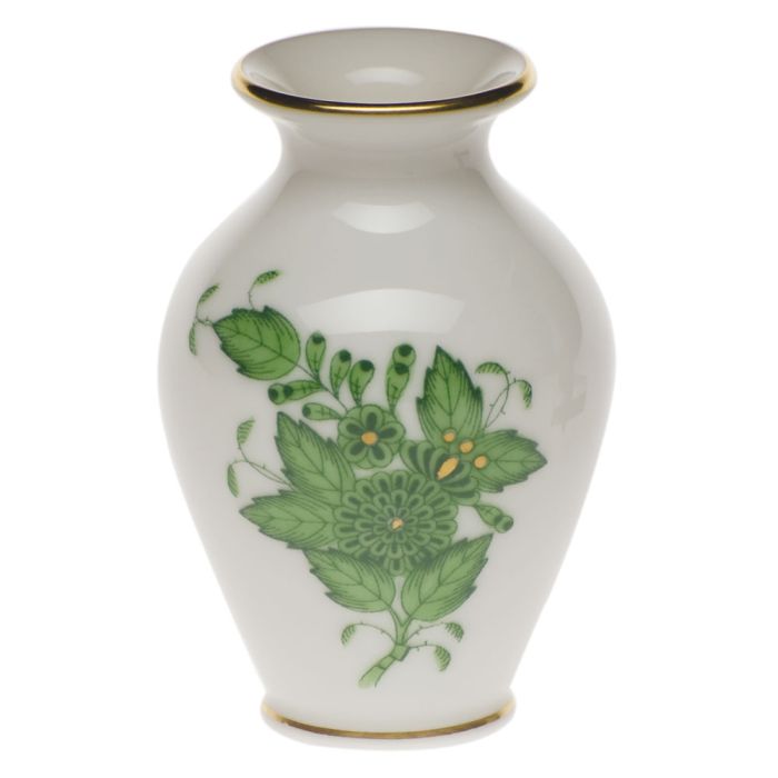 Herend Small Bud Vase with Lip, Green