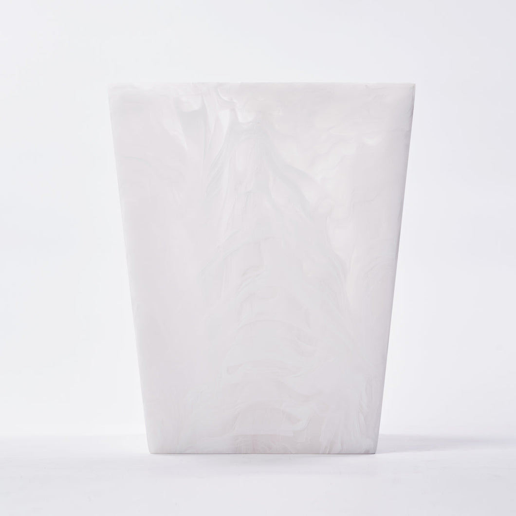 Square Waste Basket-White Swirl