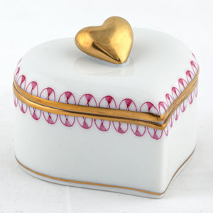 Herend Double Heart Box, Raspberry