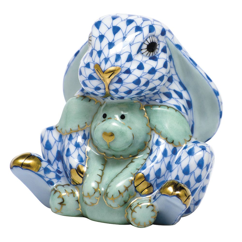 Herend Blue Bunny & Green Lovey