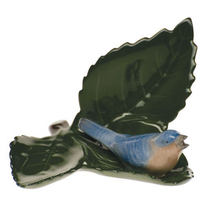 Herend Bluebird on Leaf Placecard Holder