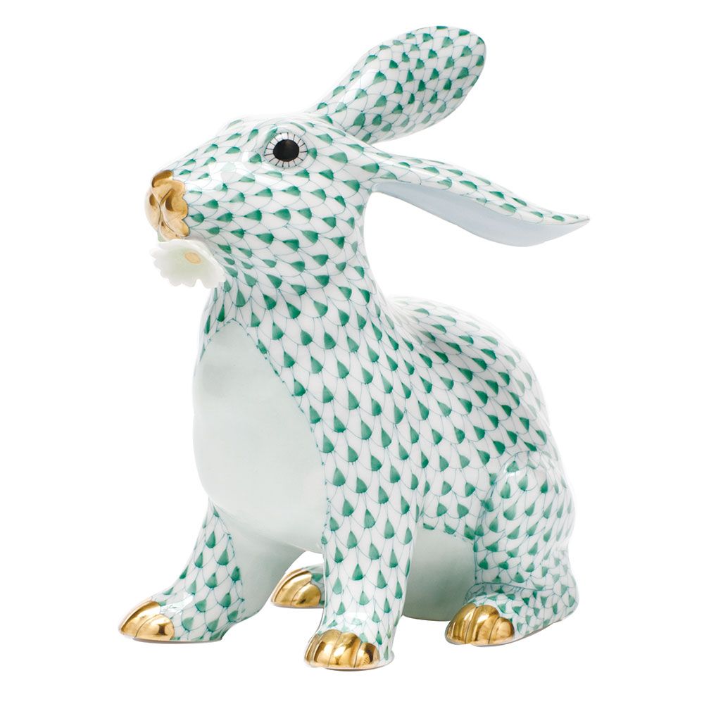 Herend Bunny with Daisy, Green
