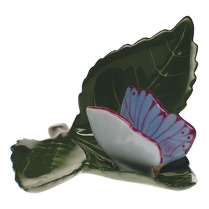 Herend Butterfly on Leaf Placecard Holder, Blue