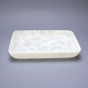 Square Large Tray- White Swirl