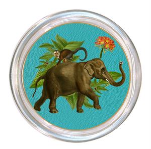 African Obsession Elephant on Turquoise Coaster