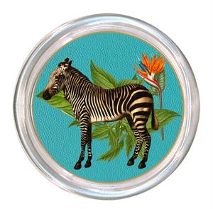 African Obsession Zebra on Turquoise Coaster