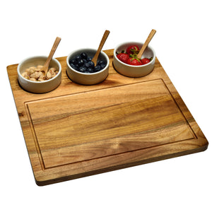 Acacia 3-Bowl Serving Tray