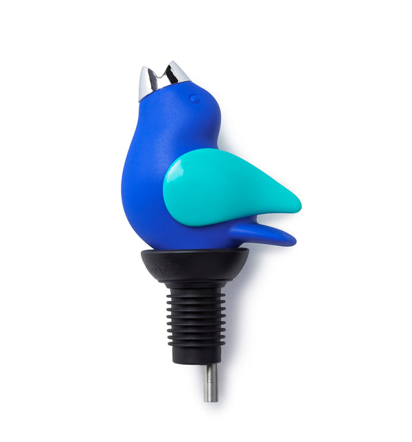 Chirpy Top Wine Pourer, Cobalt/Aqua