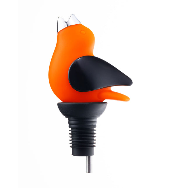 Chirpy Top Wine Pourer, Orange/Black