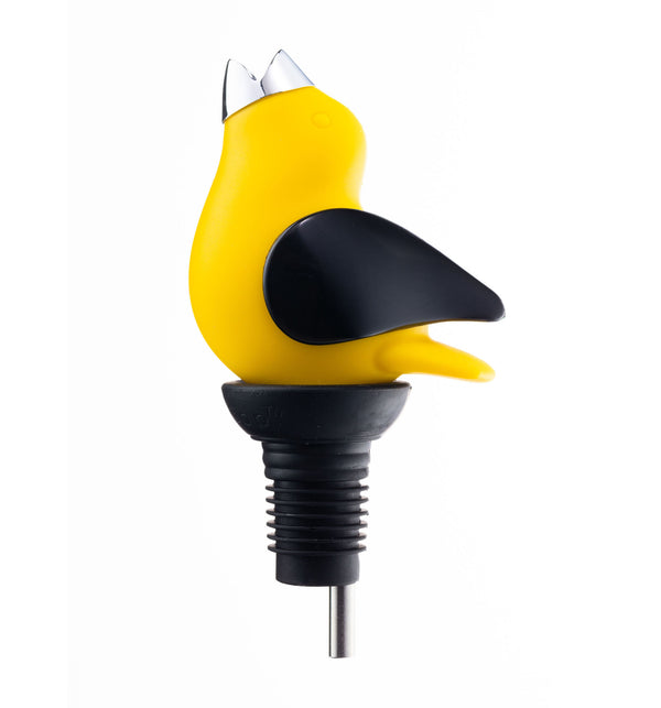 Chirpy Top Wine Pourer, Yellow/Black
